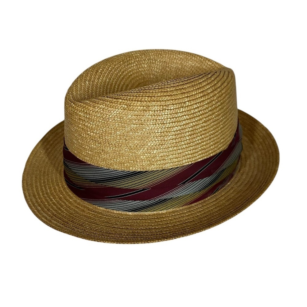 STEVENS New York Vintage Straw Water-Way Fedora 1950s-1960s Men's Hat